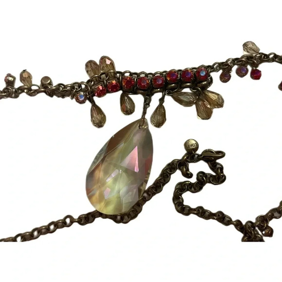 Loft multicolored glass beads gold tone statement necklace - Picture 2 of 2